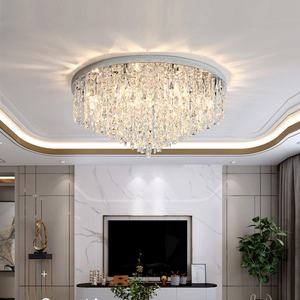 Lustre LED en cristal moderne <span class=keywords><strong>de</strong></span> luxe, luminaire <span class=keywords><strong>de</strong></span> <span class=keywords><strong>plafond</strong></span> minimaliste Art Déco pour hall d'hôtel, lieu <span class=keywords><strong>de</strong></span> <span class=keywords><strong>mariage</strong></span>, villa, salon - Product Image 2