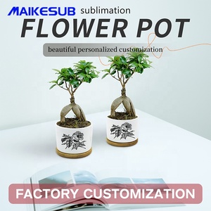 Maikesub nouveau pot de fleur en céramique au design carré avec coussin de bassin en <span class=keywords><strong>bambou</strong></span> Logo personnalisable pour la maison jardin pépinière - Product Image 6