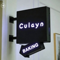 Enseigne lumineuse découpée personnalisée double face en métal, panneau directionnel mural, boîte à lumière LED pour boulangerie et studio