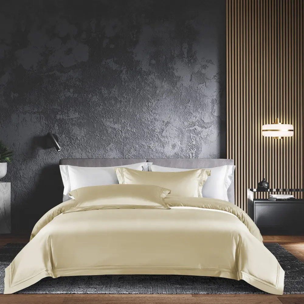 Solid color flat sheet khaki Egyptiana cotton pillowcase king size comforter duvet cover luxury bedding sets