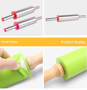 Phong Cách Mới Công Cụ Nướng Thép Không Gỉ Cán <span class=keywords><strong>Pin</strong></span> Stick Pastry Bánh Pizza Bột Con Lăn Với Độ Dày Nhẫn Guidesfor Nướng - Product Image 5