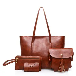 热卖低价女士手提袋RTS Pu皮革钱包和手袋Bolsos De Mujer Sac A Main S 4 Pcs In 1女包套装