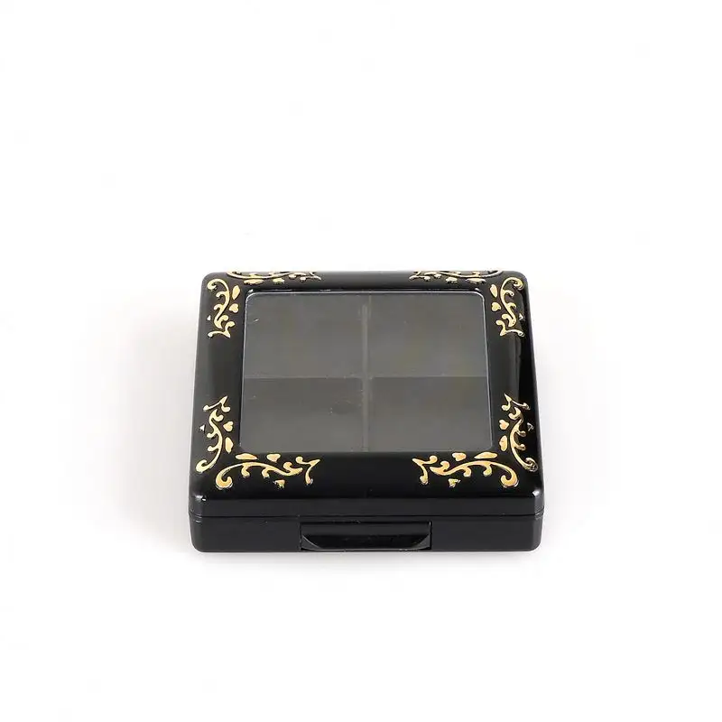 3 4 Holes Square Plastic Palette Container Custom Eyeshadow Case With Mirror Private Label