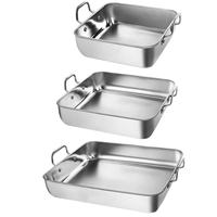 Plaque de cuisson rectangulaire en acier inoxydable avec poignées, durable et compatible lave-vaisselle, pour four, idéale pour gâteaux, pains et pâtisseries
