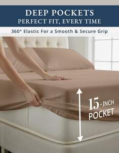 100% エジプト綿 キングシーツセット 自然冷却 通気性 サテン 4点セット キングシーツ、本物の長繊維綿 - Product Image 3