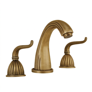 Hotel Grade Brass Basin Faucet 3 Hole Widespread 3 Handle Hot Cold Water Mixer <b>Deck</b> Mounted Modern <b>Brushed</b> Gold OEM ODM - Product Image 1
