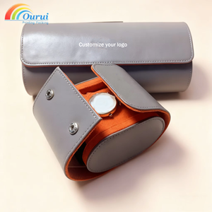 Luxury leather <b>watch</b> roll Anti-scratch <b>watch</b> <b>case</b> Fleece lined <b>watch</b> roll Removable pillows organizer - Product Image 3