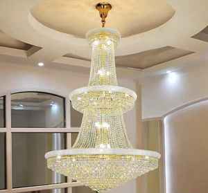 批发豪华欧式光泽金色水晶吊灯酒店别墅双层建筑客厅吊灯 - Product Image 5