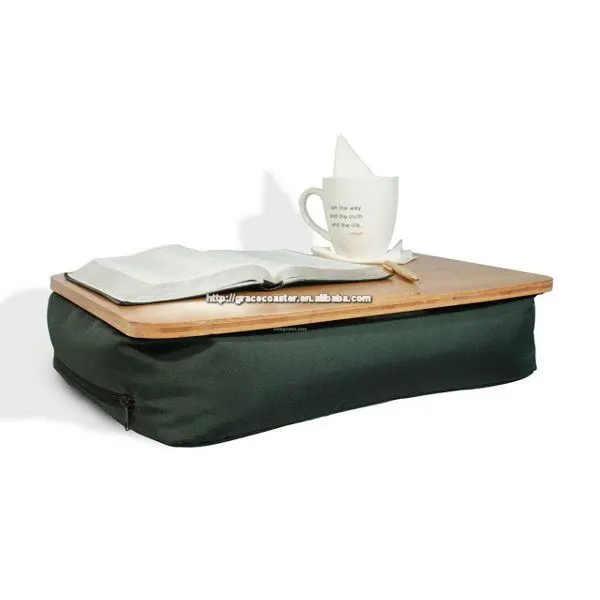Pintado laca eco material bambu regaço bandeja com travesseiro pad laptop mesa de trabalho com almofada saco