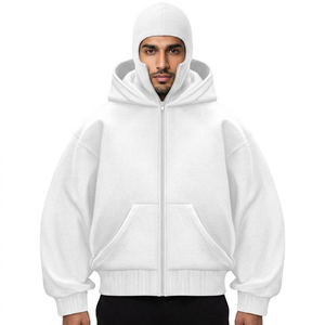 Balaclava Zip Hoodies Custom Logo Fashion Fleece Ski Mask Hoodies Men Streetwear Full Zip Mask Hoodie With Mask Sudaderas Hombre - Product Image 1