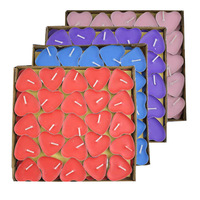 Buntes Pfirsich herz Kleine herzförmige Kerzen 50 Stück Rauchfreie Tee lichter für Stunden für Valentinstag Paraffin wachs Geburtstage