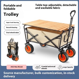 Outdoor <strong>Hand</strong>-Pull <strong>Folding</strong> Camping <strong>Cart</strong> Stainless Steel Camp Trailer &amp; Shopping Trolley for Stall Camping &amp; Travel - Product Image 5
