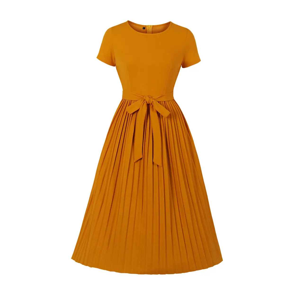 Vintage Dress 95% Polyester + 5% Spandex Dress Pleated Women Dresses