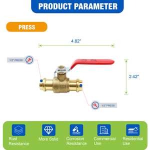 Vanne à boisseau sphérique en laiton à raccordement rapide KING SMART 1/2 po, certifiée UPC/NSF, vanne d'arrêt sans soudure pour la distribution d'eau aux États-Unis et au Canada, livraison gratuite - Product Image 2