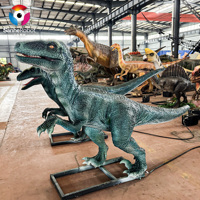 Paire de dinosaures Velociraptor animatroniques réalistes de 3 m, taille réelle, pour exposition en parc à thème ou musée