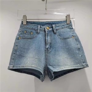 PEEQI 2026 Shorts de Mezclilla Ajustados con Pedrería y Cintura Alta para Mujer - Product Image 4