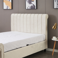 Klassisches Design Gepolstertes Schlafzimmermöbel Elegantes Beige Samt-Schlittenbett Doppelbett Kingsize mit Gaslift-Stauraum