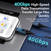 Cable USB4 de 240W con revestimiento de aleación de aluminio y pantalla digital LED, USB-C a Tipo-C, para carga rápida y transferencia de datos de teléfonos móviles.