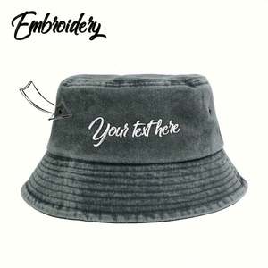 Custom Embroidered Vintage Style Denim <b>Bucket</b> <b>Hat</b> Washed Cotton Classic Cap for Men <b>Women</b> Casual Daily Use Fishing Ski Four - Product Image 4