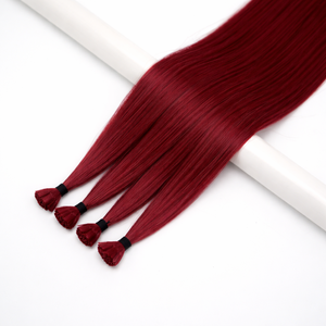 Extensiones de Cabello Liso Brasileño Borgoña de Punta Plana, Cabello Humano Remy Teñido de Una Sola Capa, Cutícula Completamente Alineada, Larga Duración - Product Image 1