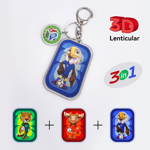 Wholesale Custom Acrylic 3D Lenticular Holographic <b>Keychain</b> Bag Pendant Small Accessories with Mascot and Football - Product Image 3
