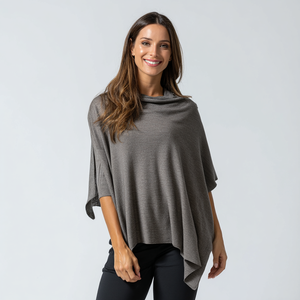 Pull <span class=keywords><strong>Poncho</strong></span> en laine mérinos asymétrique pour femmes coupe ample brodé en tricot Cape en fourrure Long T-Shirt imprimé motif décontracté hiver - Product Image 1