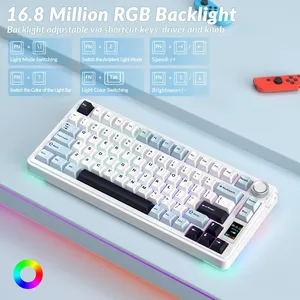 <span class=keywords><strong>Clavier</strong></span> mécanique de jeu AULA S75 <span class=keywords><strong>Pro</strong></span> Tri-Mode, disposition 75 %, interrupteurs pré-lubrifiés remplaçables à chaud, touches PBT avec bouton rotatif pour les joueurs - Product Image 6