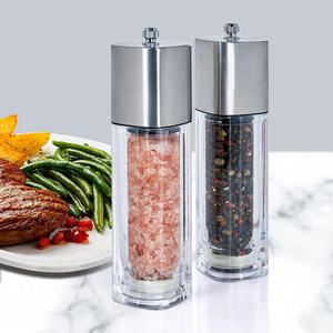 Ensemble moulin à sel et à poivre manuel, moulin à sel de mer, shaker rechargeable, réglage de la grosseur, acier inoxydable avec rotor en céramique - Product Image 2