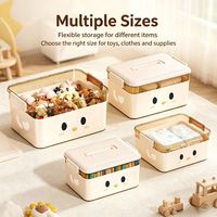 Bac de rangement en plastique épaissi avec couvercle et poignée, boîte de rangement pour jouets d'enfants, organisateur transparent pour articles ménagers divers