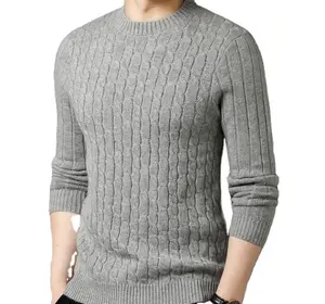 Jersey de punto de lana para hombre, jersey de cuello redondo, estilo nórdico y nórdico, venta al por mayor