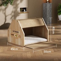 Canapé de luxe pour animaux de compagnie, lit pour animaux de compagnie en bois, motif rayé personnalisé, respirant, chaud, amovible, lavable, rembourrage en coton, chiens et chats, toutes saisons
