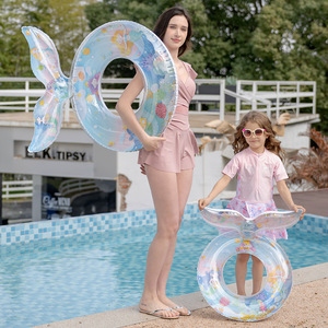 Anillo de natación con cola de sirena Xiaolu, inflable con lentejuelas gruesas para niños, para uso en piscinas y parques acuáticos - Product Image 4
