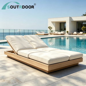 Lujo moderno de madera de teca de 2 asientos cama de sol sólido asiento doble Patio jardín al aire libre tumbona para patio y hotel nueva llegada - Product Image 3