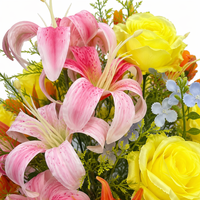 Bouquet de fleurs artificielles en soie colorées de luxe, rose et lys, centre de table, 50 cm, grand arrangement pour banquet, événement, fête, décoration