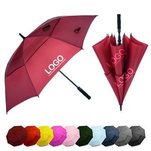 Wholesale 68-Inch Luxury Golf Umbrella with Custom Logo Large Windproof Red Design Heavy Duty Branded Custom Promotional Item