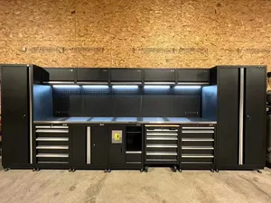 Removível Grande Novo Preto Garagem Bancada/Oficina Aço Combinação Ferramenta Gabinete Set