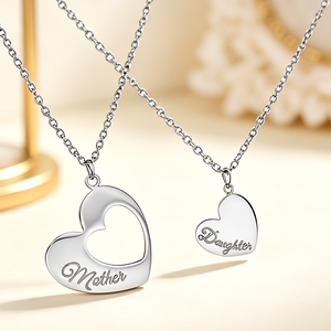 Set di Collane con Ciondolo a Cuore Madre Figlia in Acciaio Inossidabile, Collane per Donne, Regalo Commemorativo d'<span class=keywords><strong>Amore</strong></span> Familiare Inciso - Product Image 1