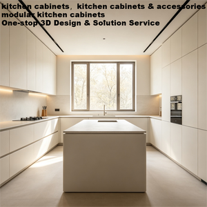 Juego de Muebles de Cocina Modernos de Lujo para Sala de Estar, Ecológicos, de Madera Contrachapada, con Cierre Suave y sin Manijas - Product Image 1
