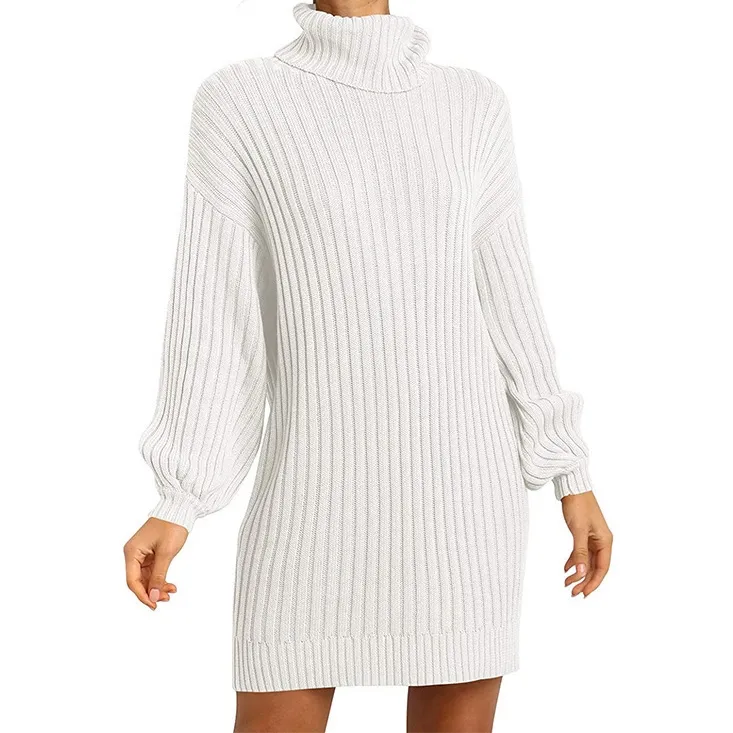 Spring And Autumn French Elegant 2023 High Neck Long Sleeve Mid length Woman Knitted Dress