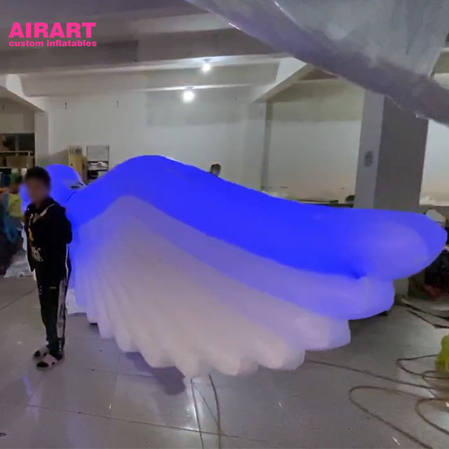 Airart Pemasok Raksasa Putih Inflatable Sayap Malaikat untuk Anak LED Inflatable Sayap Kostum untuk Dijual