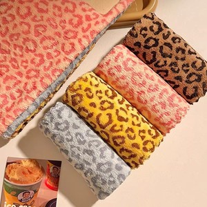 Leopard Print Cleaning <b>Cloth</b> Square Absorbent <b>Kitchen</b> Towel Bathroom Hand Towel Multi Color Animal Print Pattern - Product Image 2
