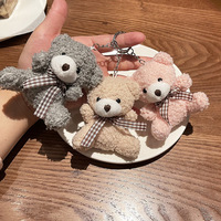 Nouveau mignon Mini ours en peluche porte-clés pendentif doux en peluche jouet noeud papillon Super doux Nylon matériel PP coton rempli peluche poupée