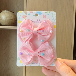 Nuevas Pinzas para el Cabello Estilo Coreano, Lindas Pinzas para el Cabello de Bebé Hechas a Mano, Pequeñas Pinzas con Lazo de Perlas y Tela, Accesorios para el Cabello de Niños - Product Image 2