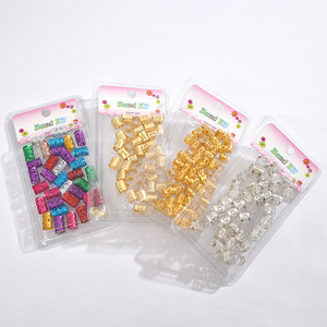 Perles tubulaires en argent doré pour tresses, <span class=keywords><strong>bijoux</strong></span>, anneau de Dreadlock, perles réglables, manchettes de tresse, perles de <span class=keywords><strong>cheveux</strong></span> - Product Image 1