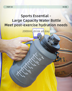 Botella <span class=keywords><strong>de</strong></span> Agua Deportiva Plegable al por Mayor con Pajita, 2L - Product Image 4