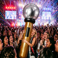 Bâton de cheering gonflable géant en PVC à paillettes dorées, modèle microphone, personnalisé, directement de l'usine, pour concerts et événements.