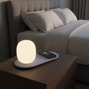 โคมไฟข้างเตียงนุ่มนวลและให้แสงอบอุ่นสำหรับเด็ก ไฟกลางคืน LED ทำจากยางซิลิโคน <span class=keywords><strong>พ</strong></span>ร้อมที่ชาร์จไร้สายสำหรับโทรศัพท์มือถือ - Product Image 6