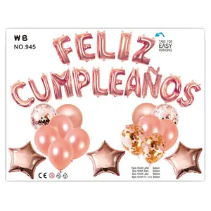 2024 заводская цена, праздничные украшения Feliz Cumpleanos, испанские воздушные шары для дня рождения