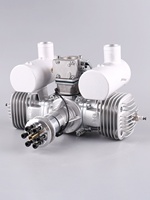 Moteur à essence pour avion modèle réduit DLE170, bicylindre, 170 cm³ de cylindrée, deux temps, échappement latéral, refroidissement naturel par air, démarrage manuel