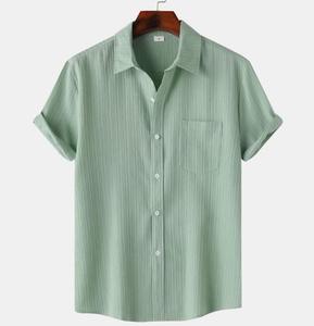 Vendita calda camicetta estiva con risvolto tinta unita camicia da <span class=keywords><strong>uomo</strong></span> con bottone a manica corta <span class=keywords><strong>abbigliamento</strong></span> <span class=keywords><strong>firmato</strong></span> da <span class=keywords><strong>uomo</strong></span> - Product Image 5